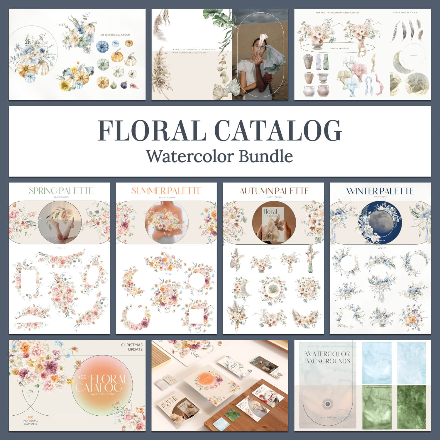 Floral catalog watercolor bundle.