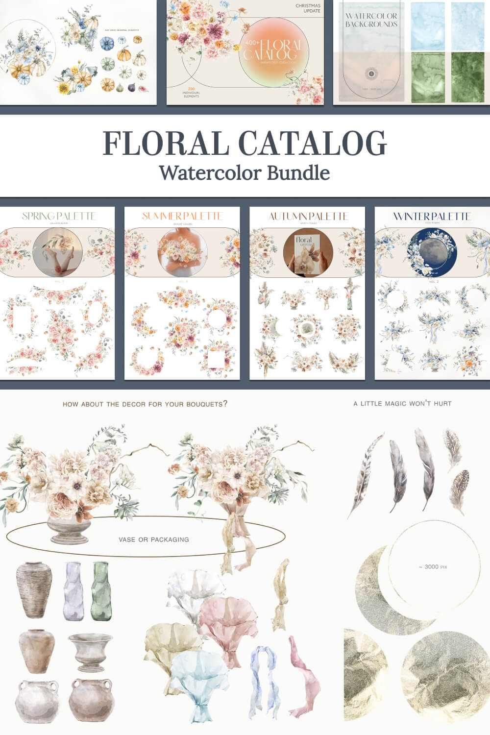 Big and small images of floral catalog.