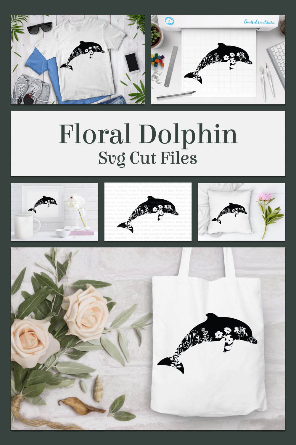 White bag with a dolphin on it.