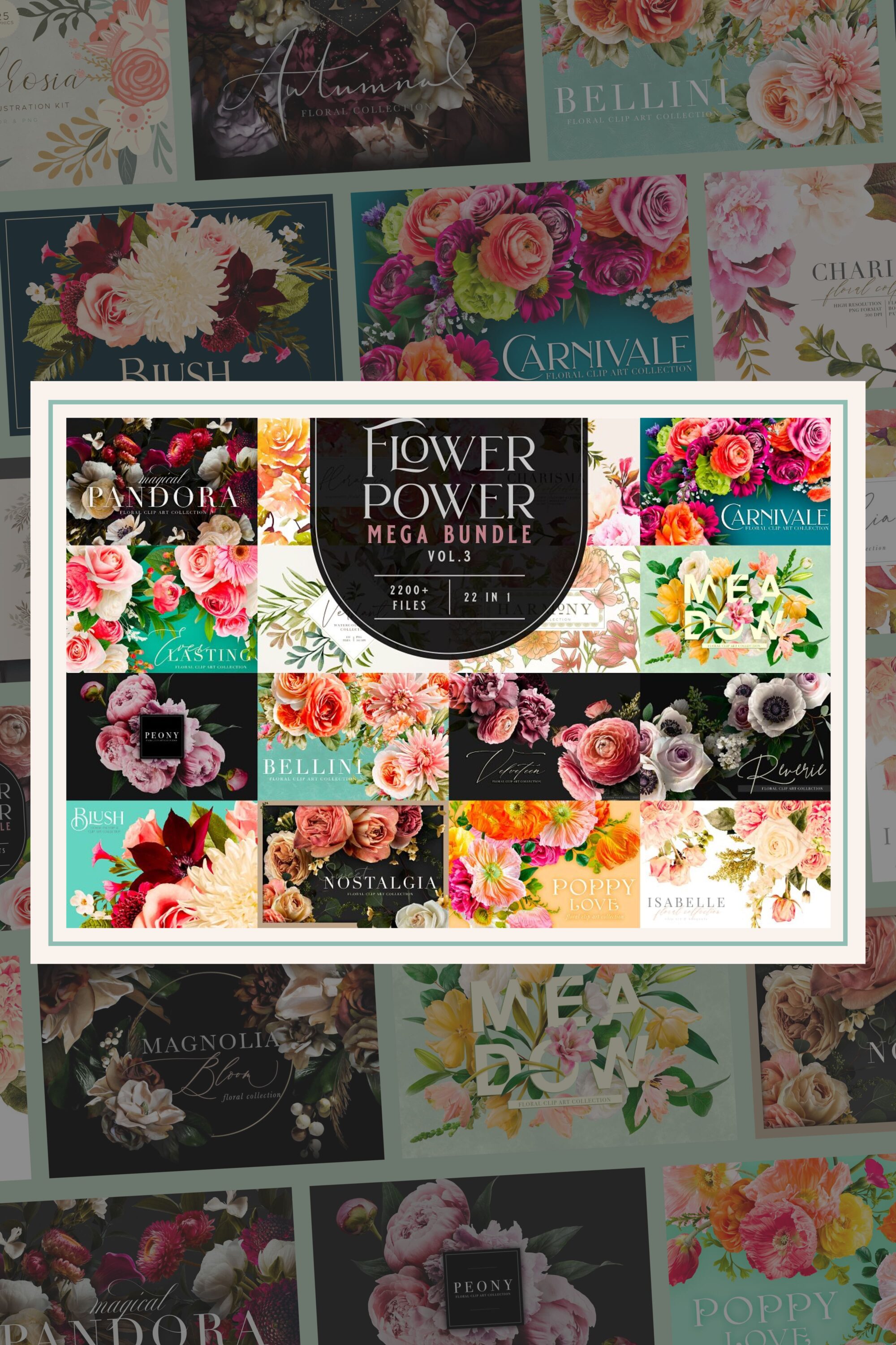 Flower Power Mega Bundle Vol 3 pinterest image.