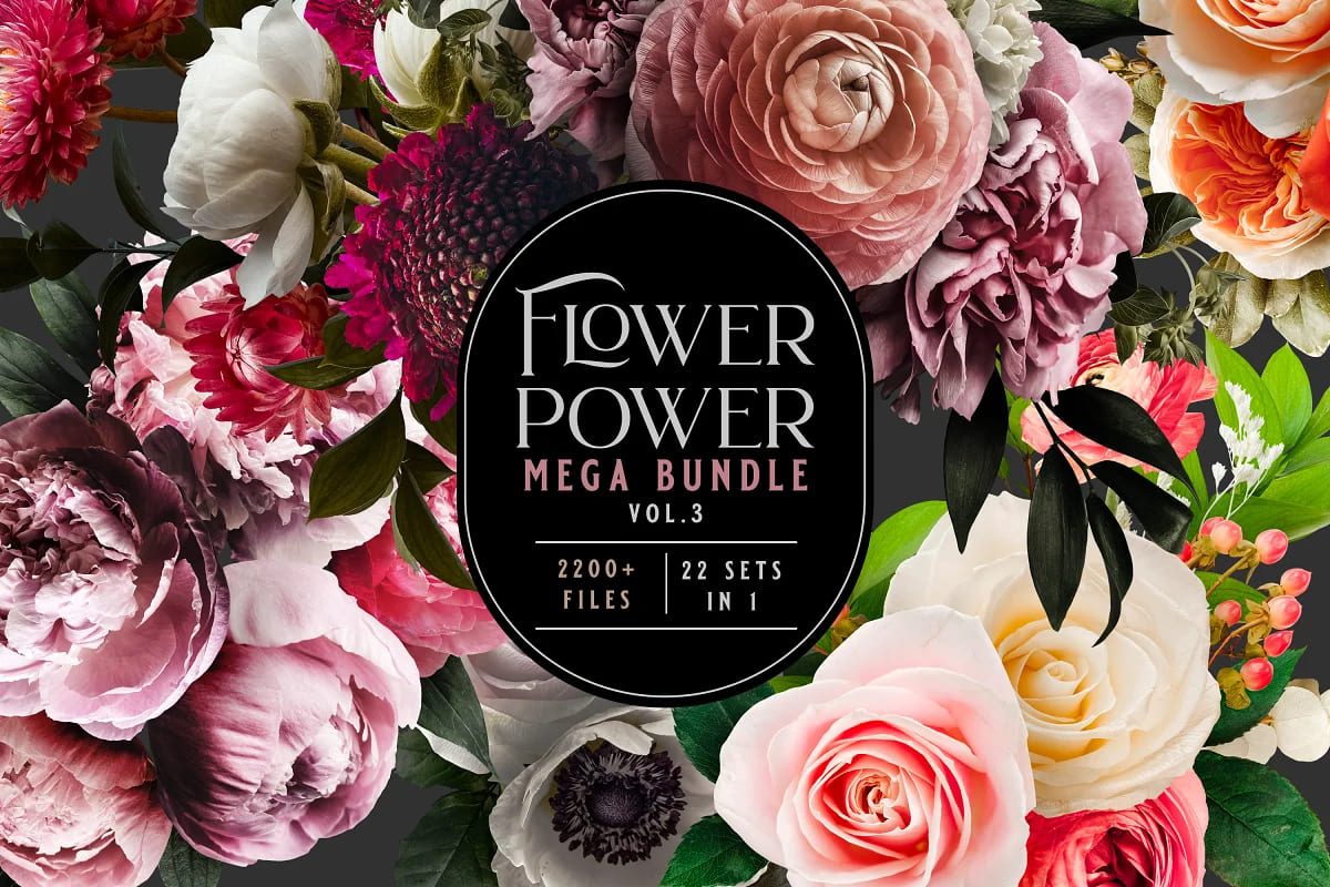 flower power mega bundle vol 3 for your floral designs.