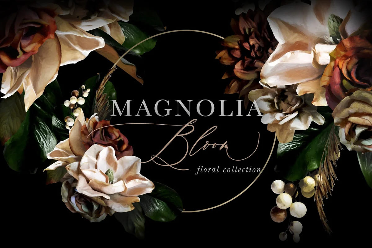 flower power mega bundle vol 3, magnolia bloom floral collection.