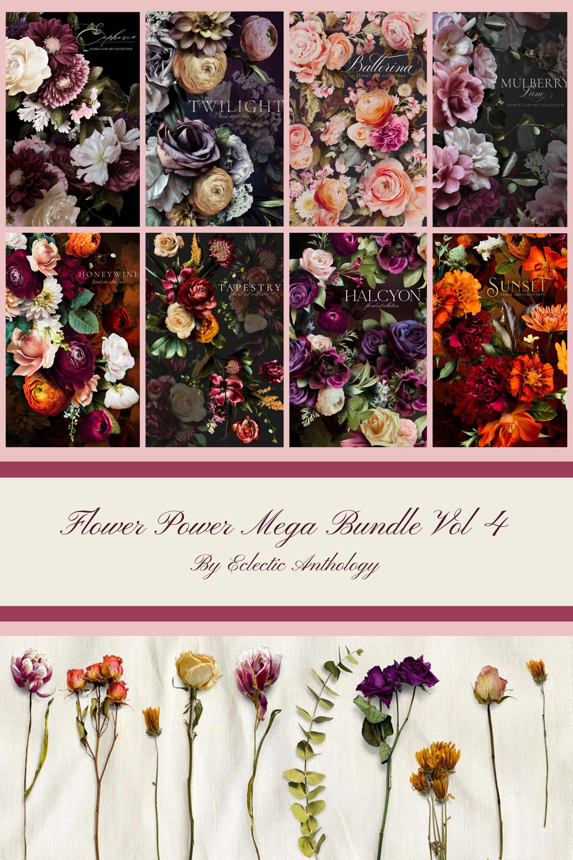 Flower Power Mega Bundle Vol 4 pinterest image.