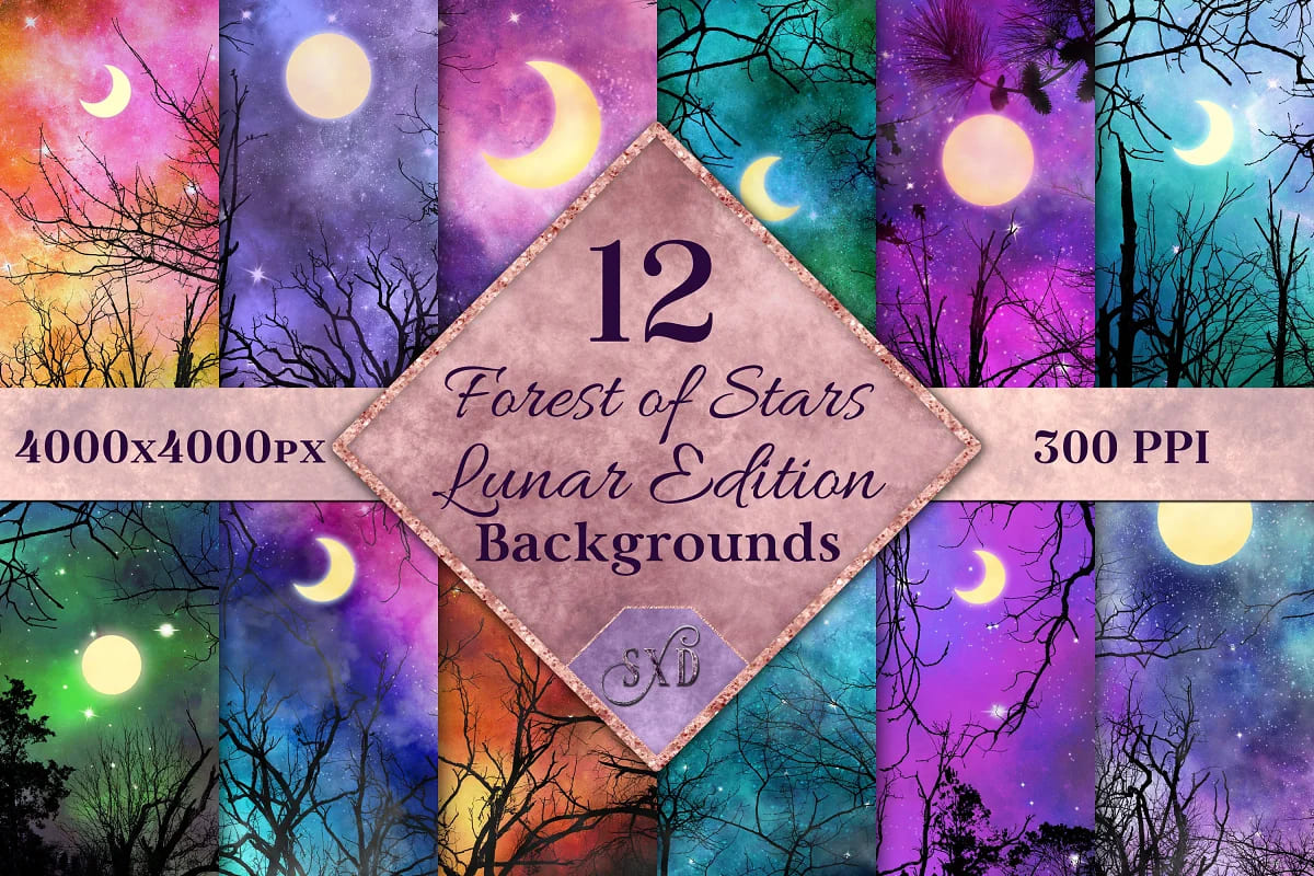 forest of stars lunar backgrounds collection.