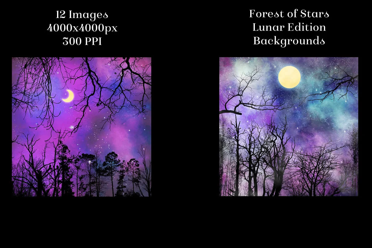 forest of stars lunar backgrounds graphics.