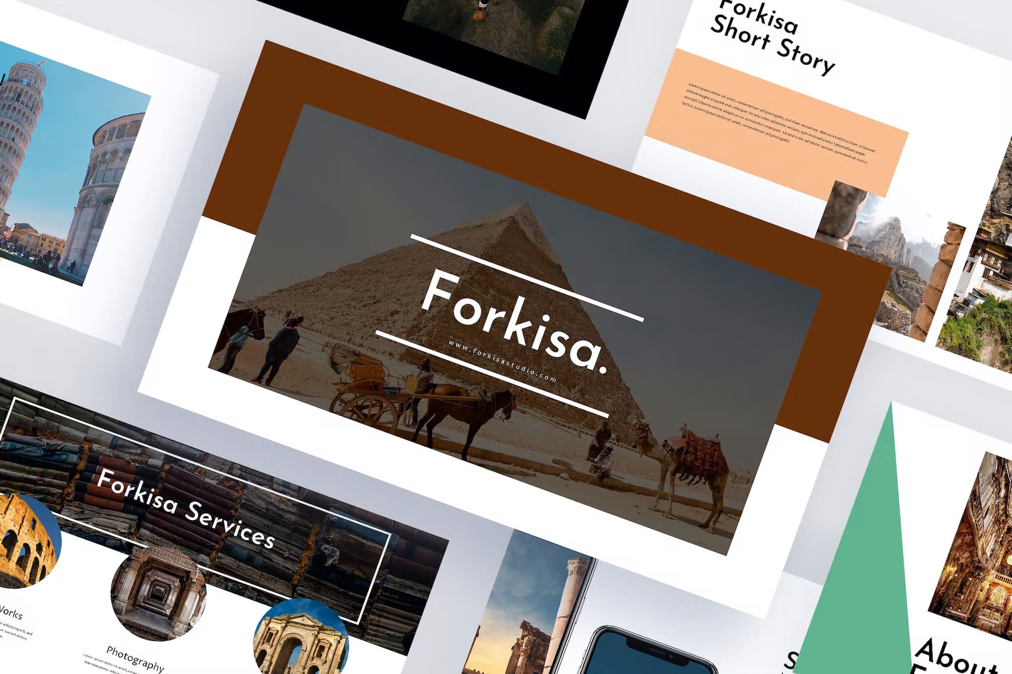 forkisa history powerpoint template presentation.