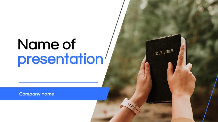Bibles in hand and the name of the presentation.