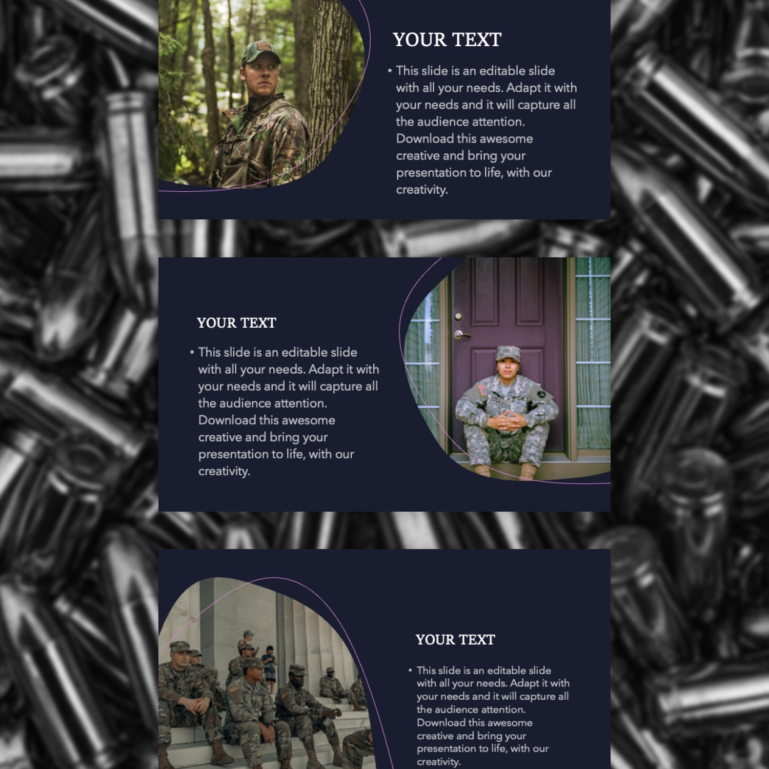 Military themed powerpoint templates preview.