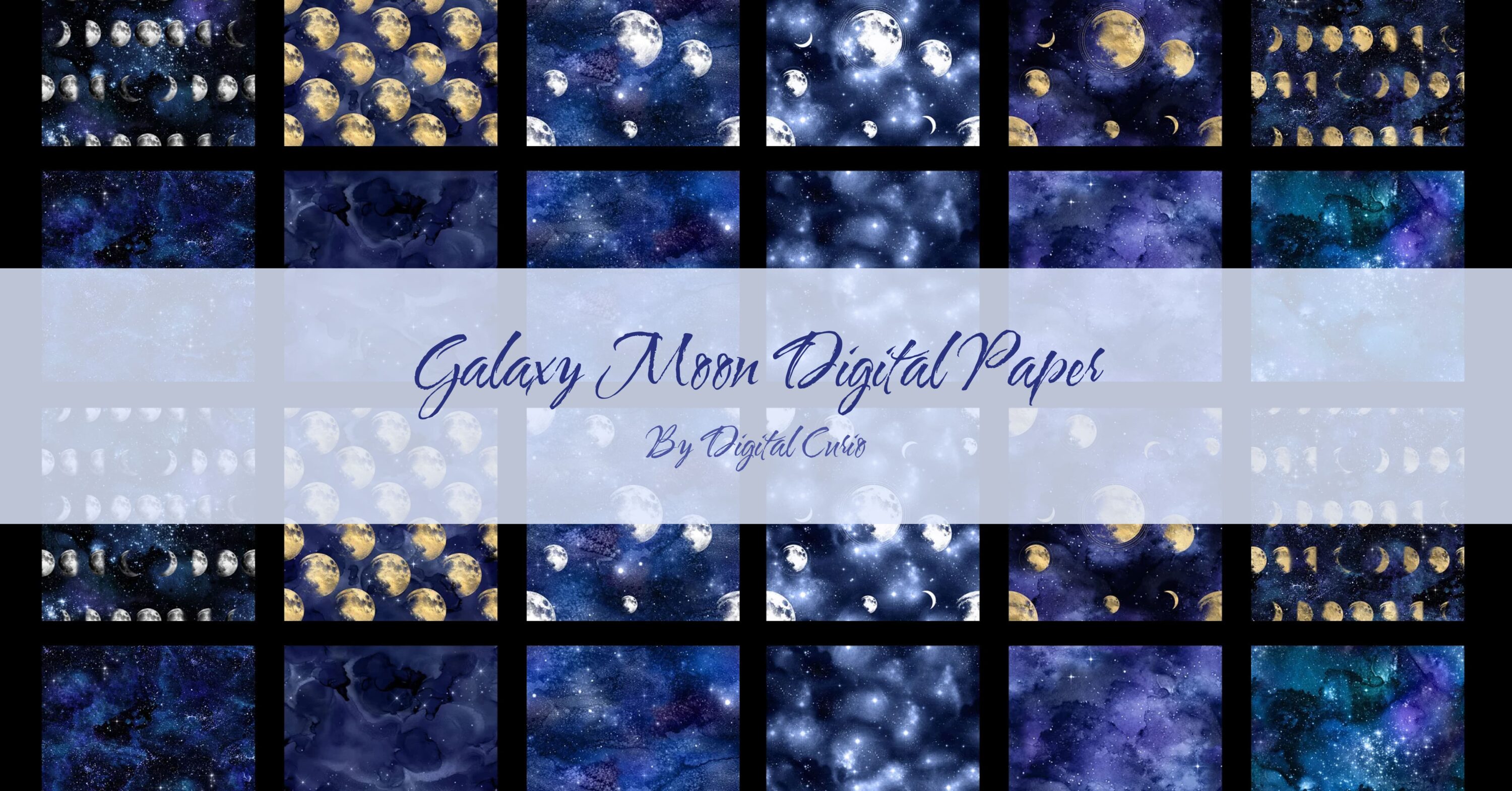 Galaxy Moon Digital Paper facebook image.
