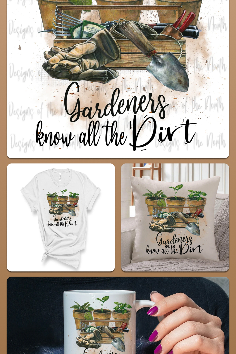 Prints depict gardening as a style.