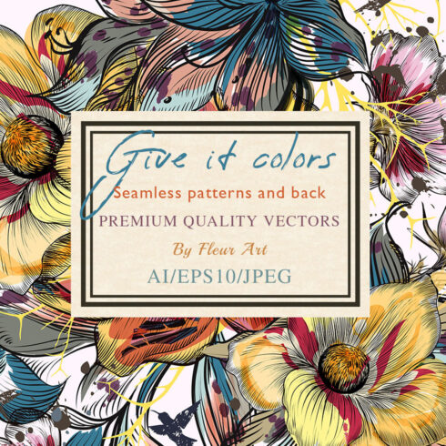 Give it colors - set of vector patterns and background cover image.