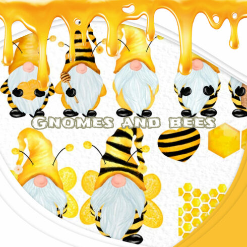 Gnomes and Bees, Bumble Bee Gnomes - Preview Image.
