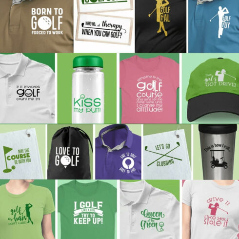 All casual things with inscription of Golf SVG bundle.