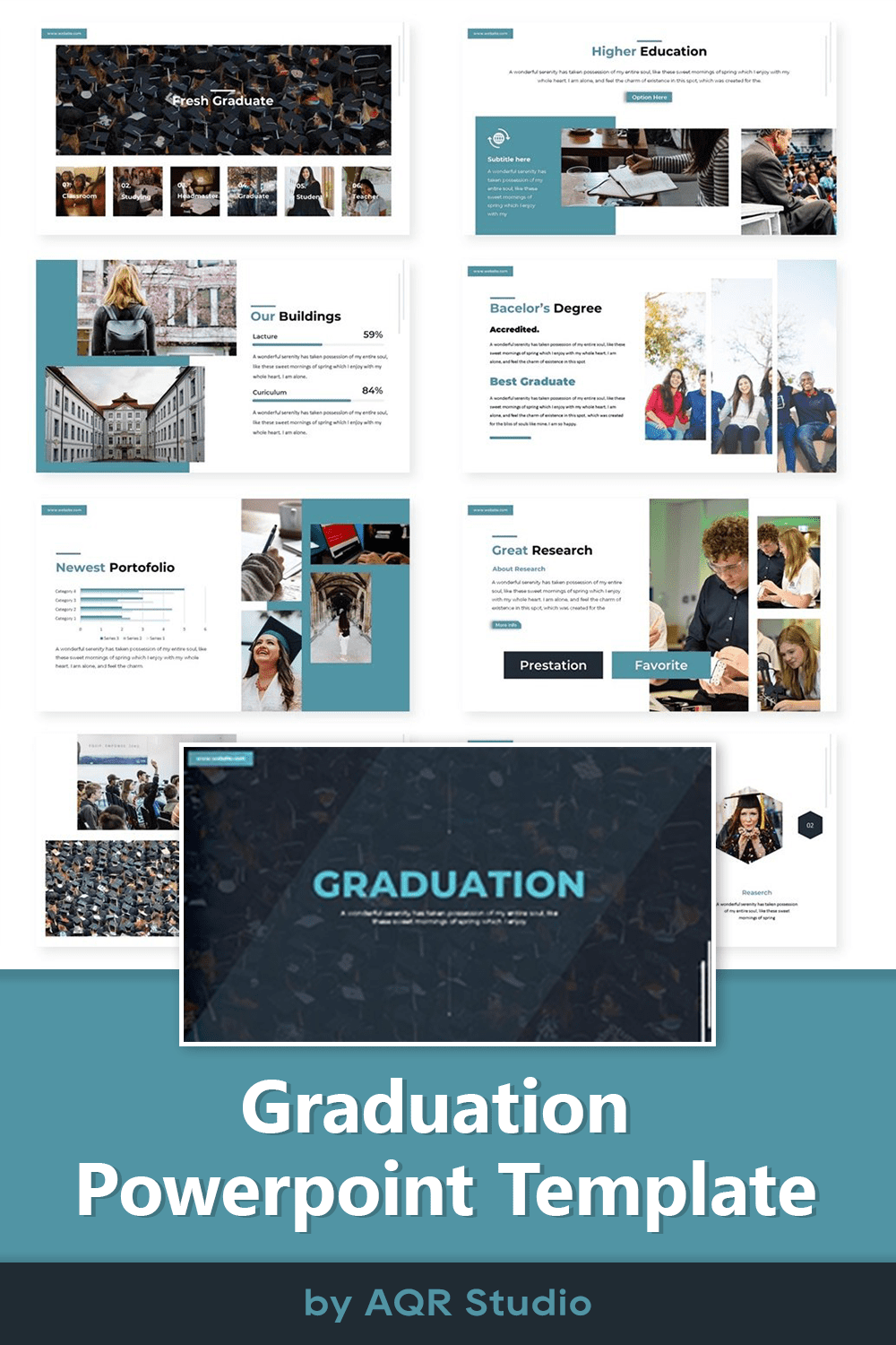 Graduation - PowerPoint Template pinterest image.