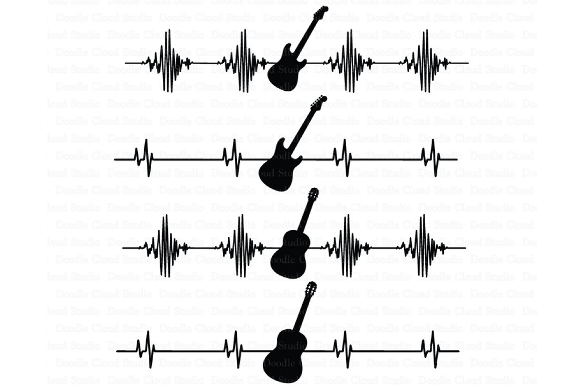 Guitar heartbeat in black and white.