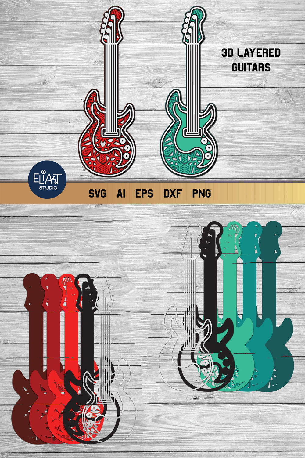 Layered music svg cut file electric guitar of pinterest.
