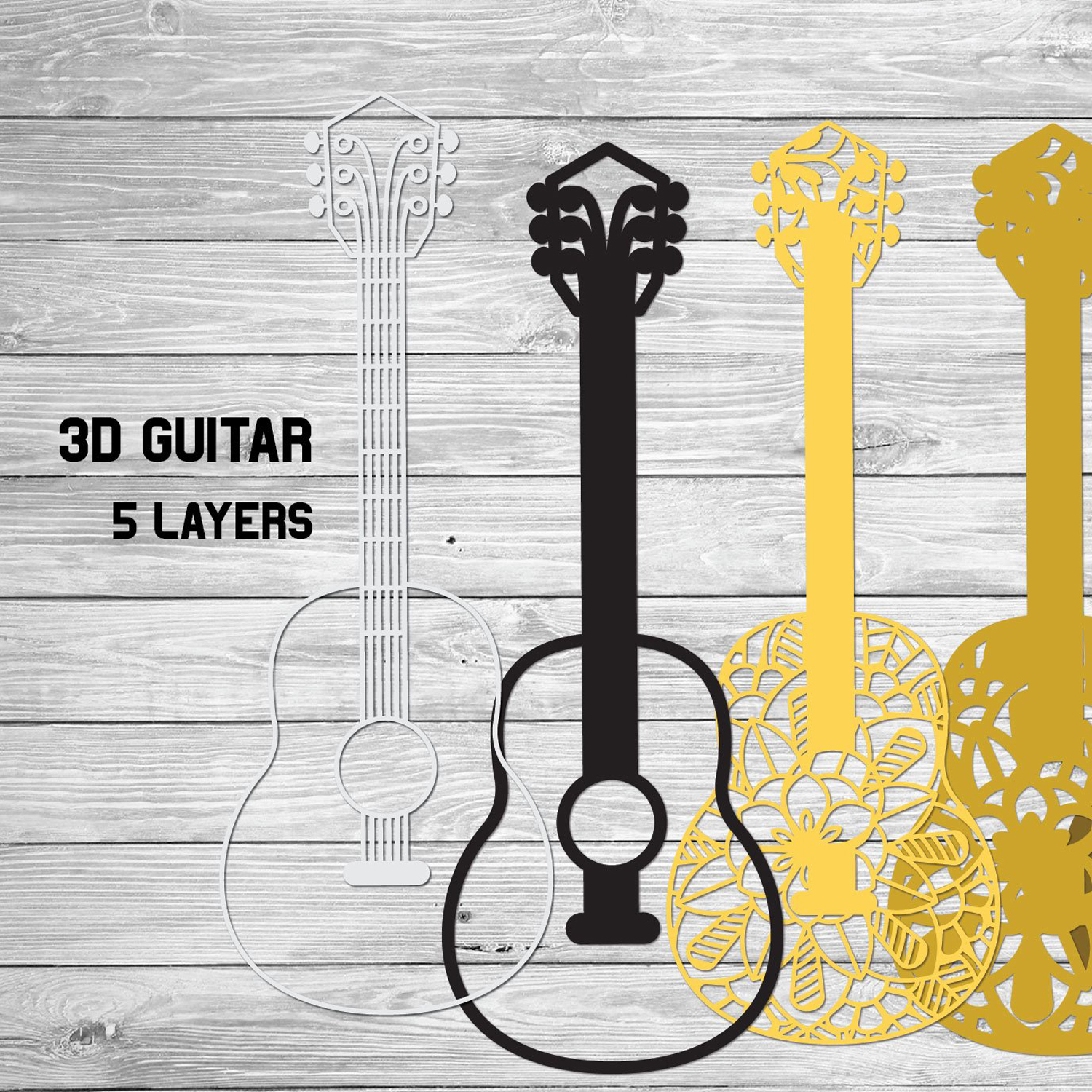 Guitar with contours and different textures.