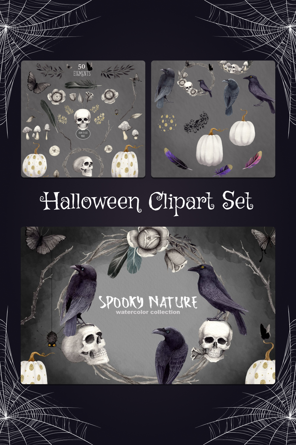 Halloween clipart set spooky nature of pinterest.