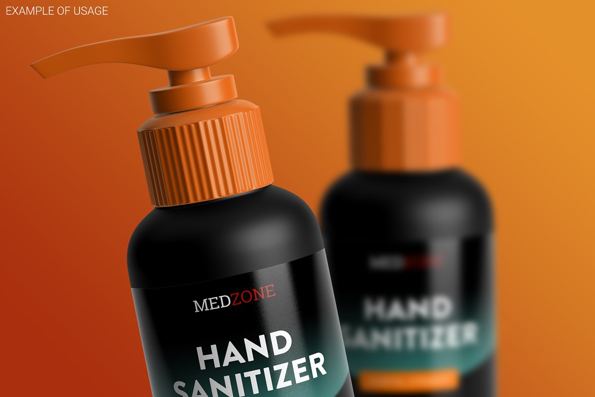 Black sanitizers with an orange cap.