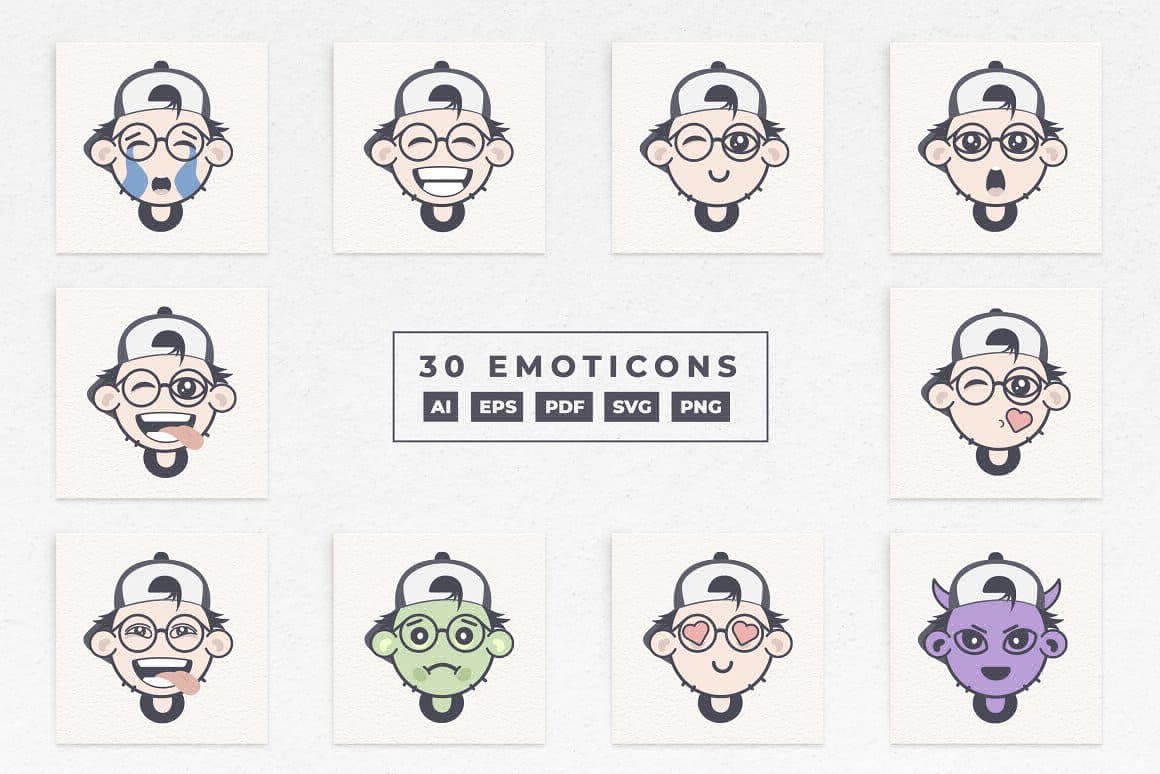 Hat Guy Emoji Emoticons Set Preview 2.