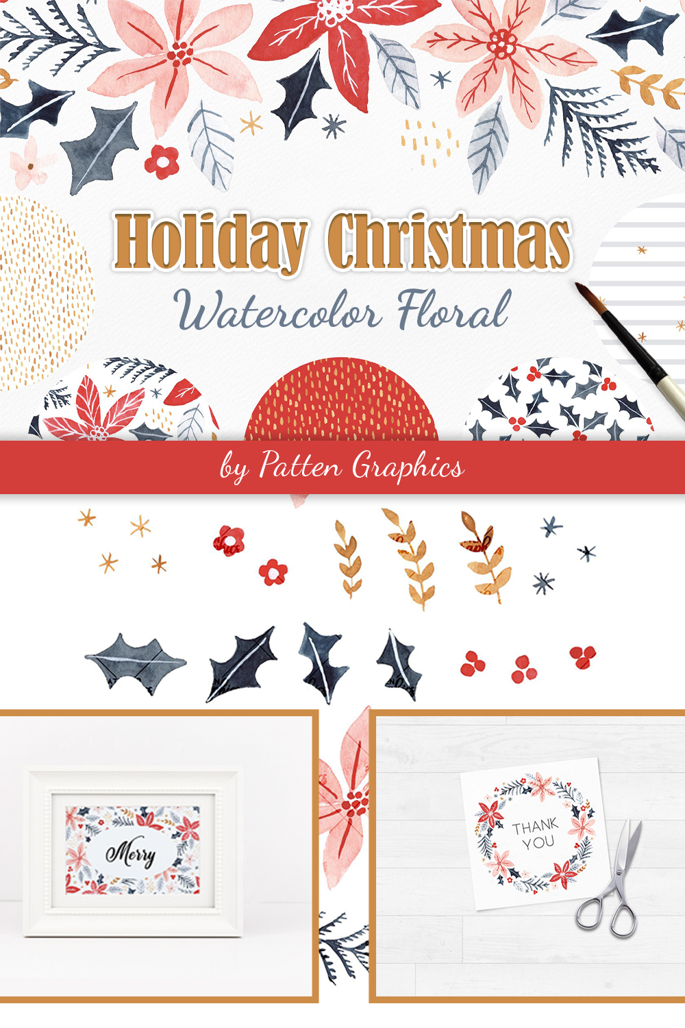 Holiday christmas watercolor floral of pinterest.