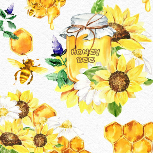 Honey Bee Watercolor - Preview Image.