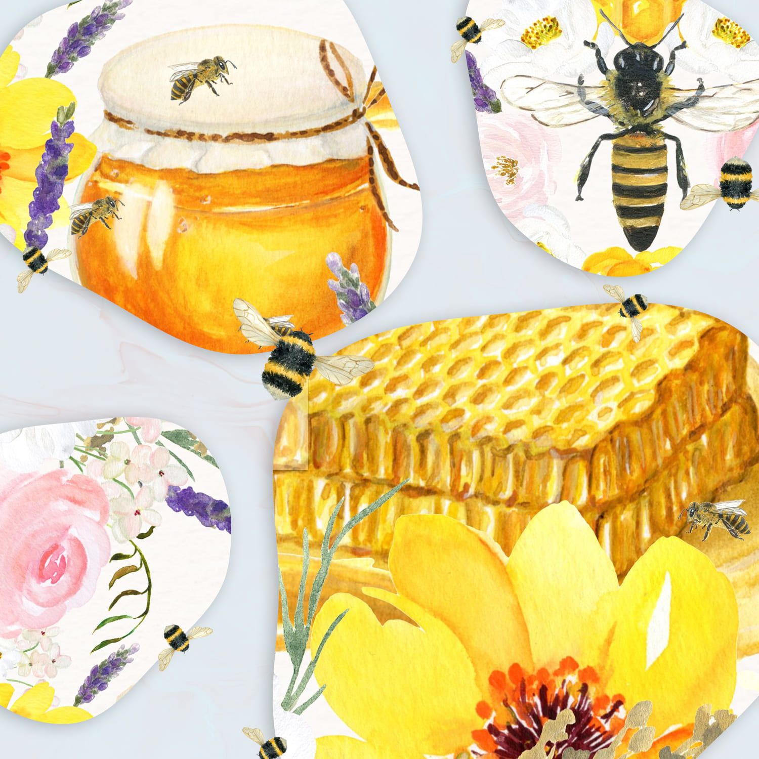 Honey Bee Watercolor Images - Cover Image.