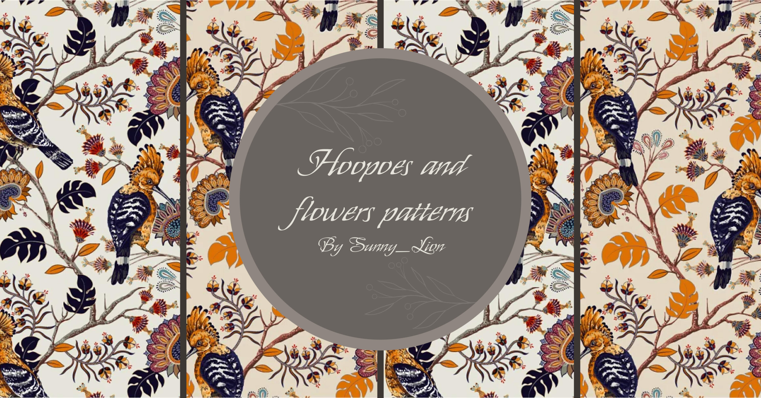 Hoopoes and Flowers Patterns facebook image.