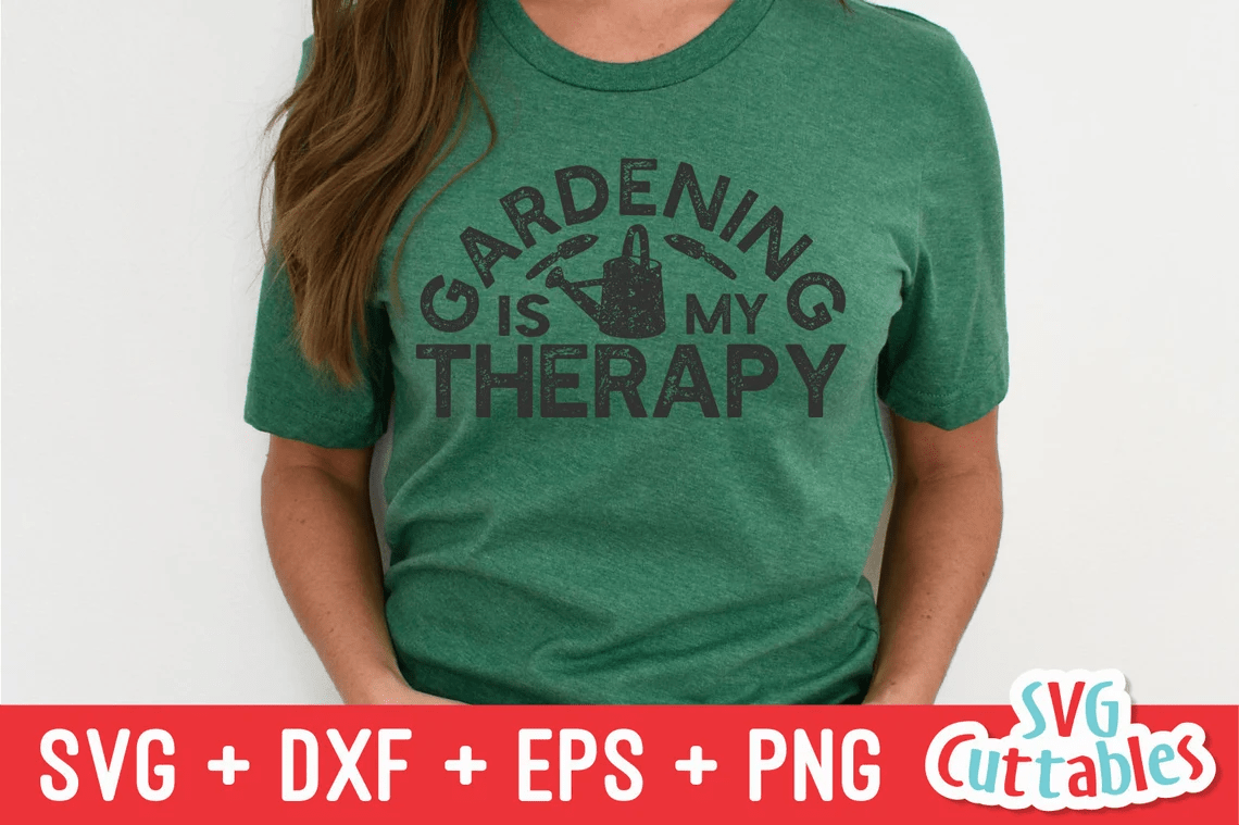 Garden print on a green T-shirt.