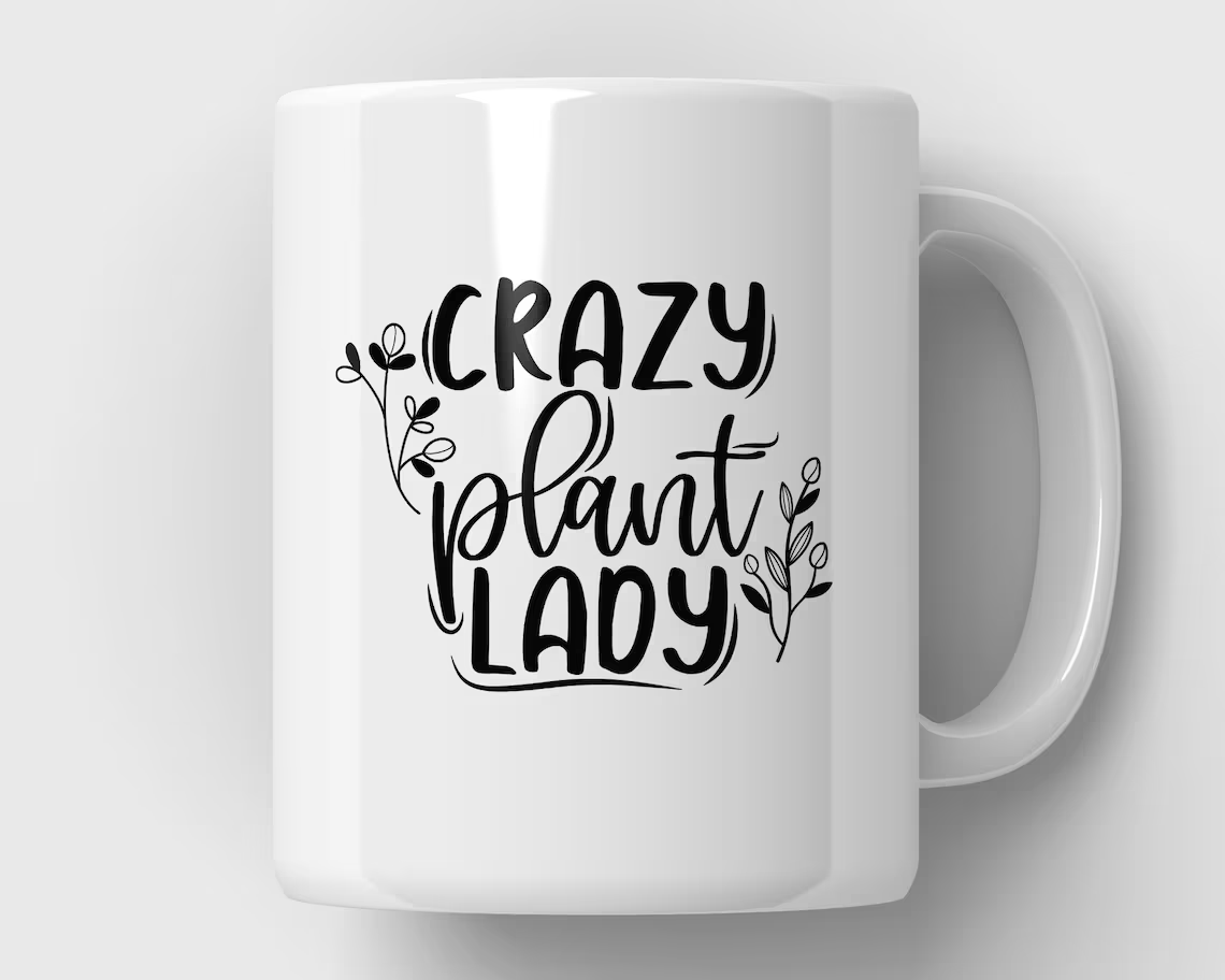Mad Lady floral print on a white cup.