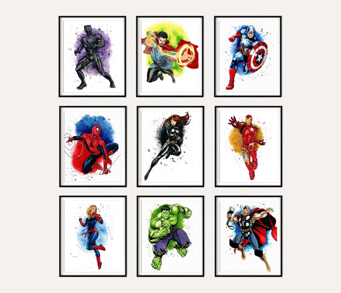Preview of all superhero images in squares.