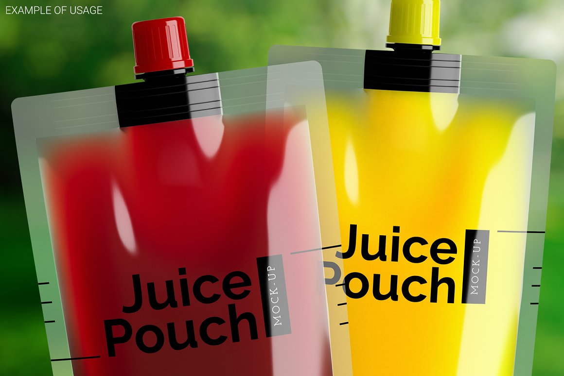 Red and yellow twist packaging for juice.