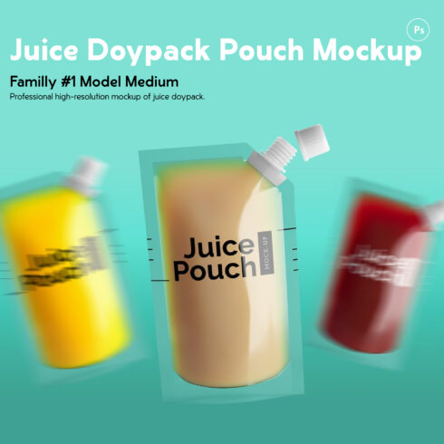 Juice doypack pouch mockup preview.