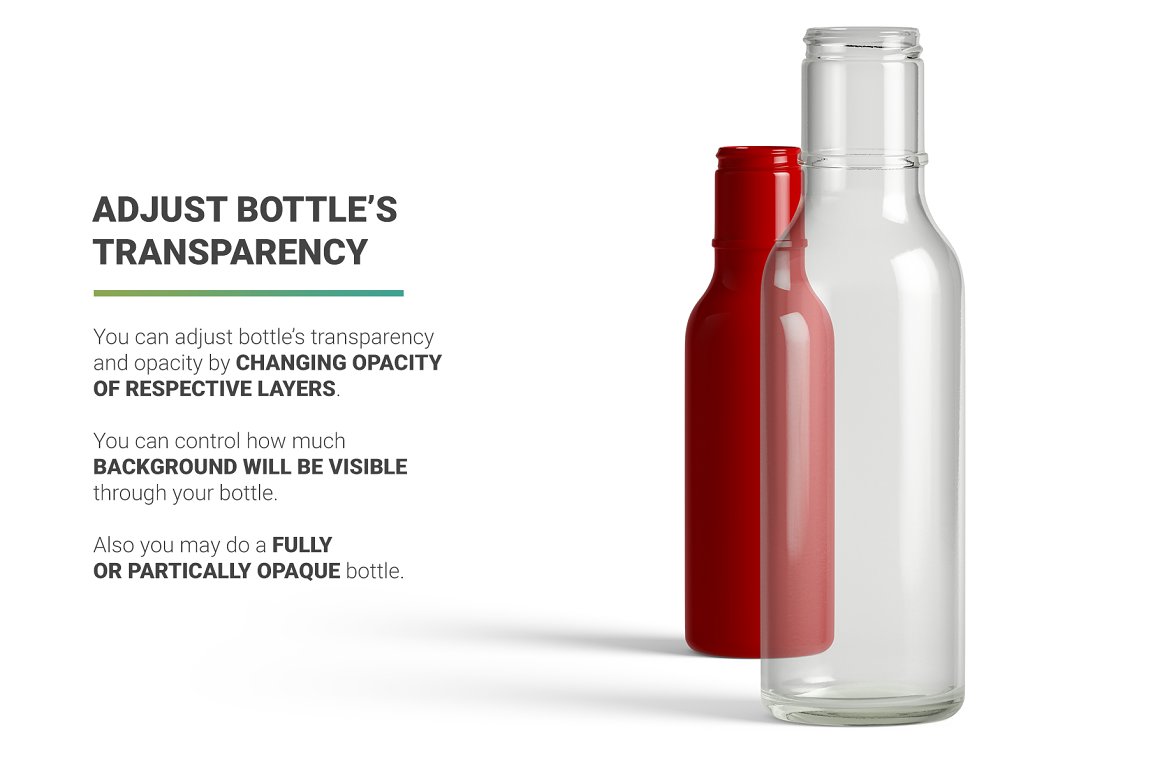 Transparent and red bottle.