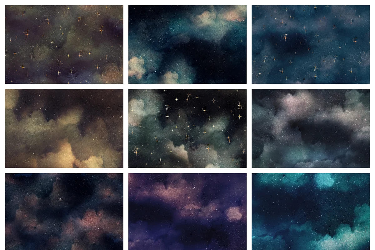 landscape seamless galaxy textures, seamless backgrounds.