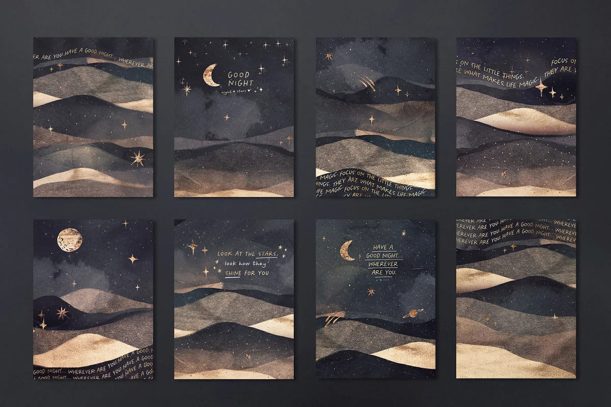 landscape galaxy starry night vol2 pre-made posters.