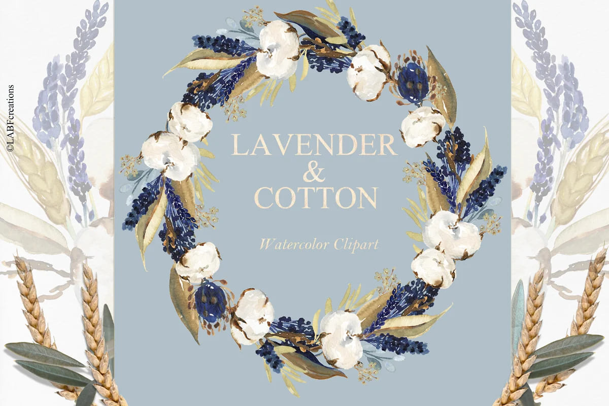 lavender and cotton wreath.