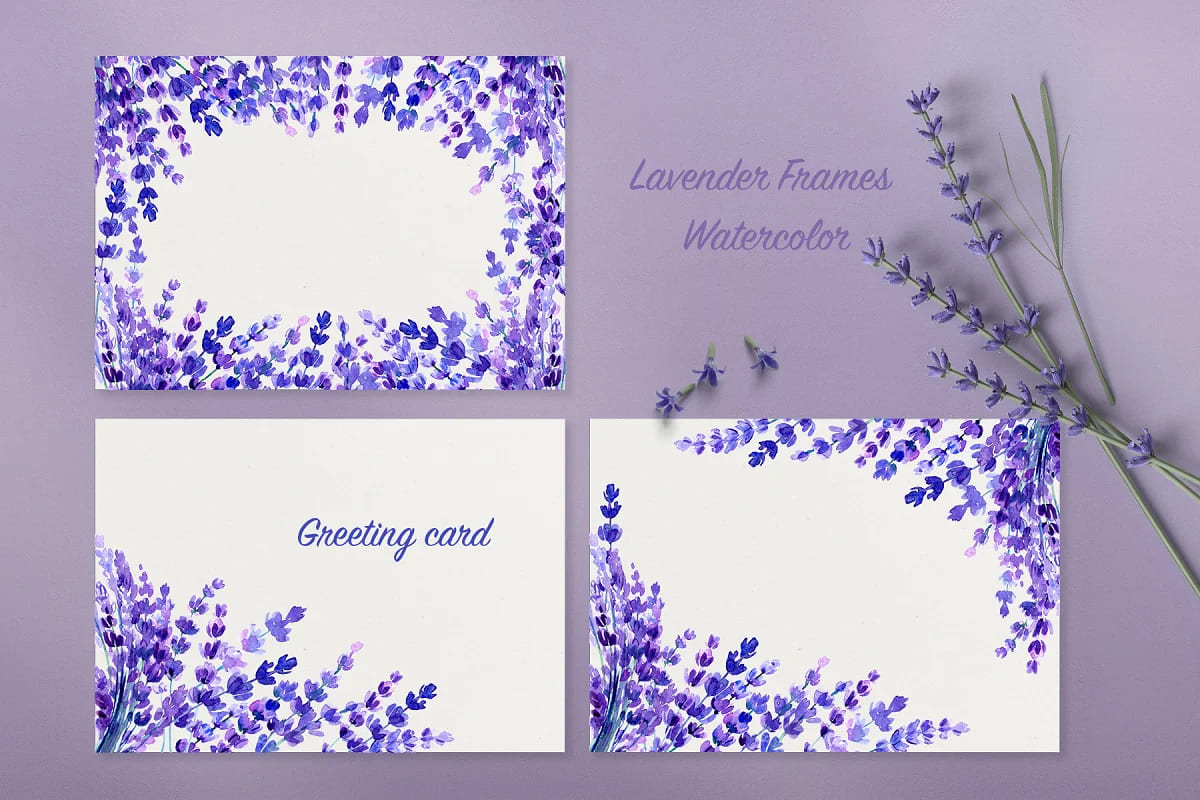 lavender flowers and butterflies, lavender frames.