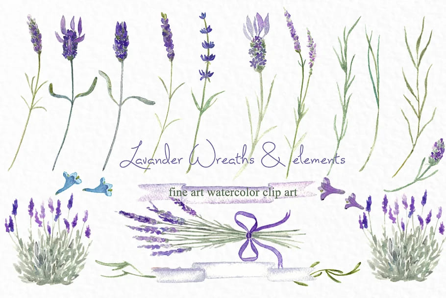 Lavender Wreaths Watercolor Clipart facebook image.
