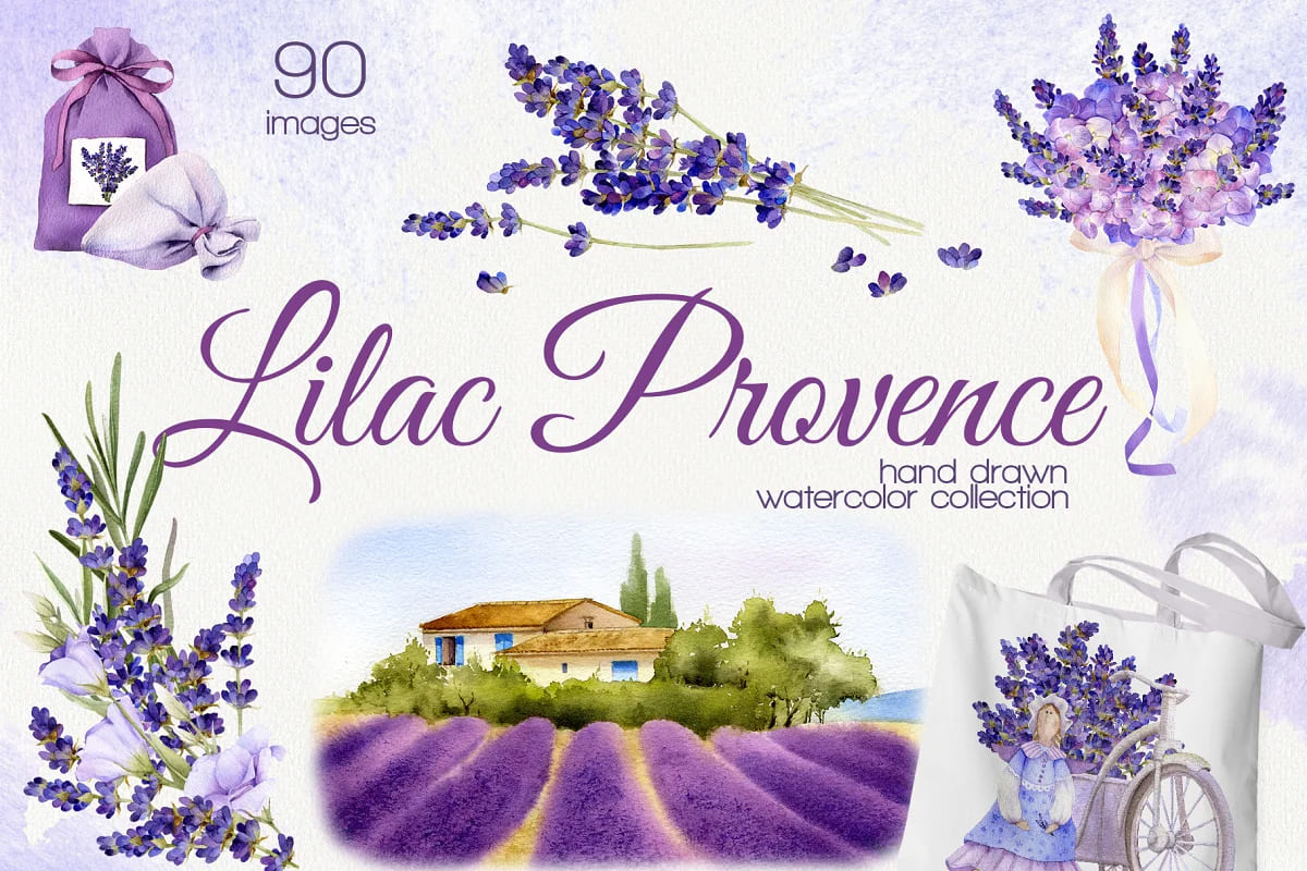 Lilac Provence Watercolor Collection facebook image.