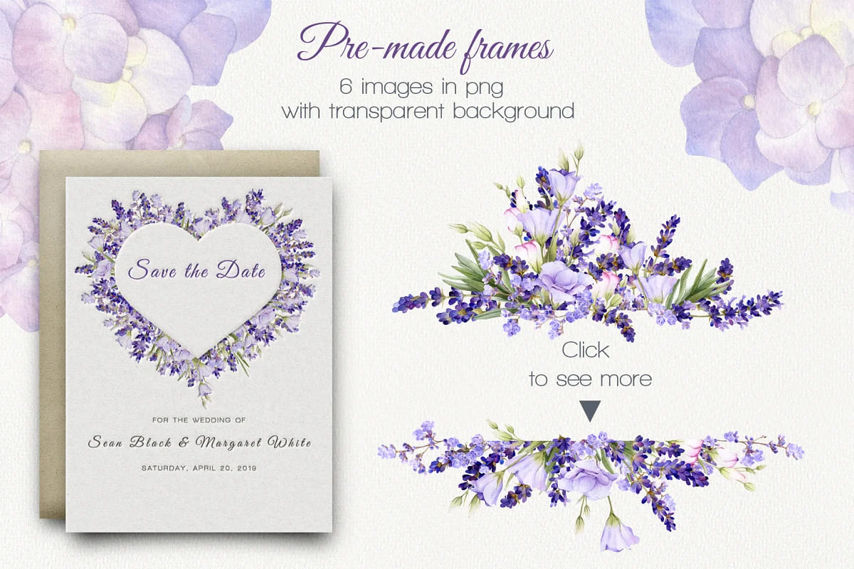 lilac provence watercolor collection pre-made frames.
