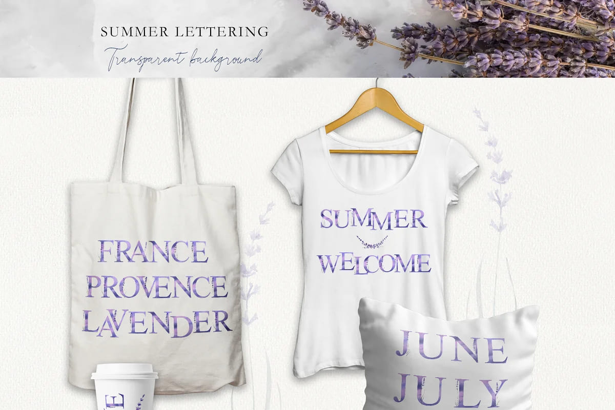 love lavender set, summer lettering.