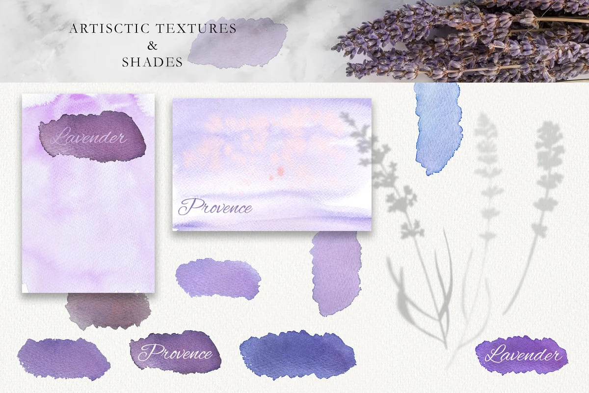 love lavender set, artistic textures.