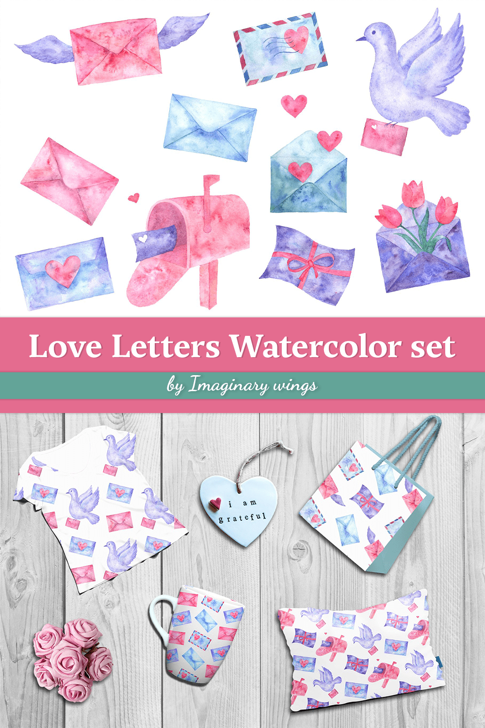 Love Letters. Watercolor Set pinterest image.