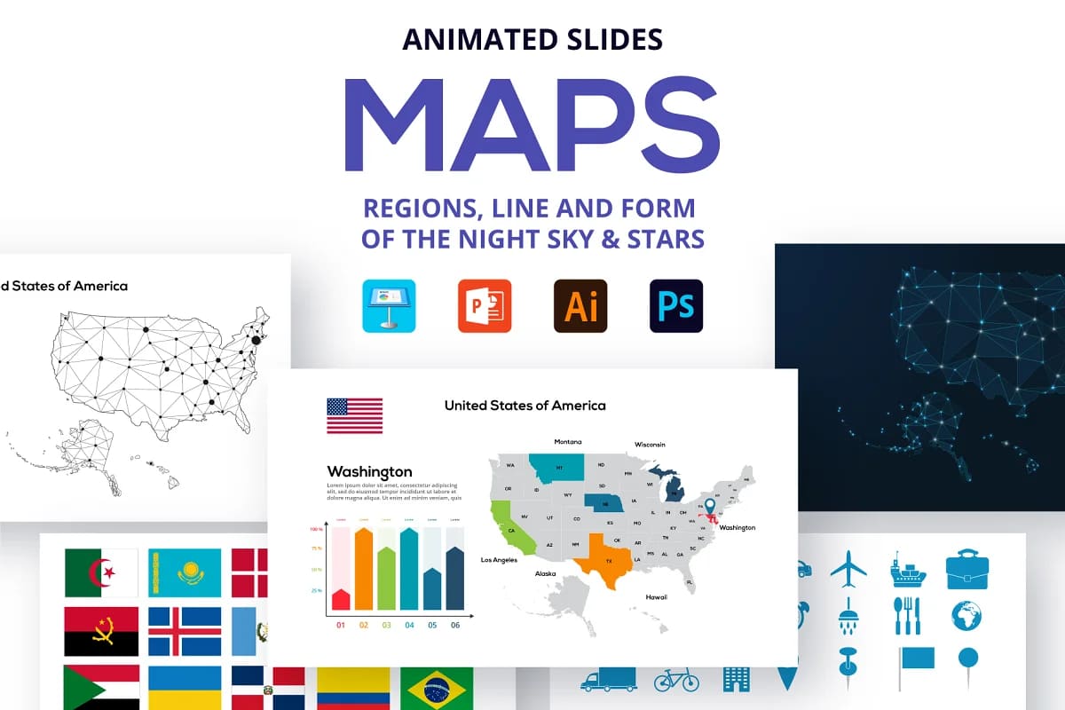 maps animated presentations slides.