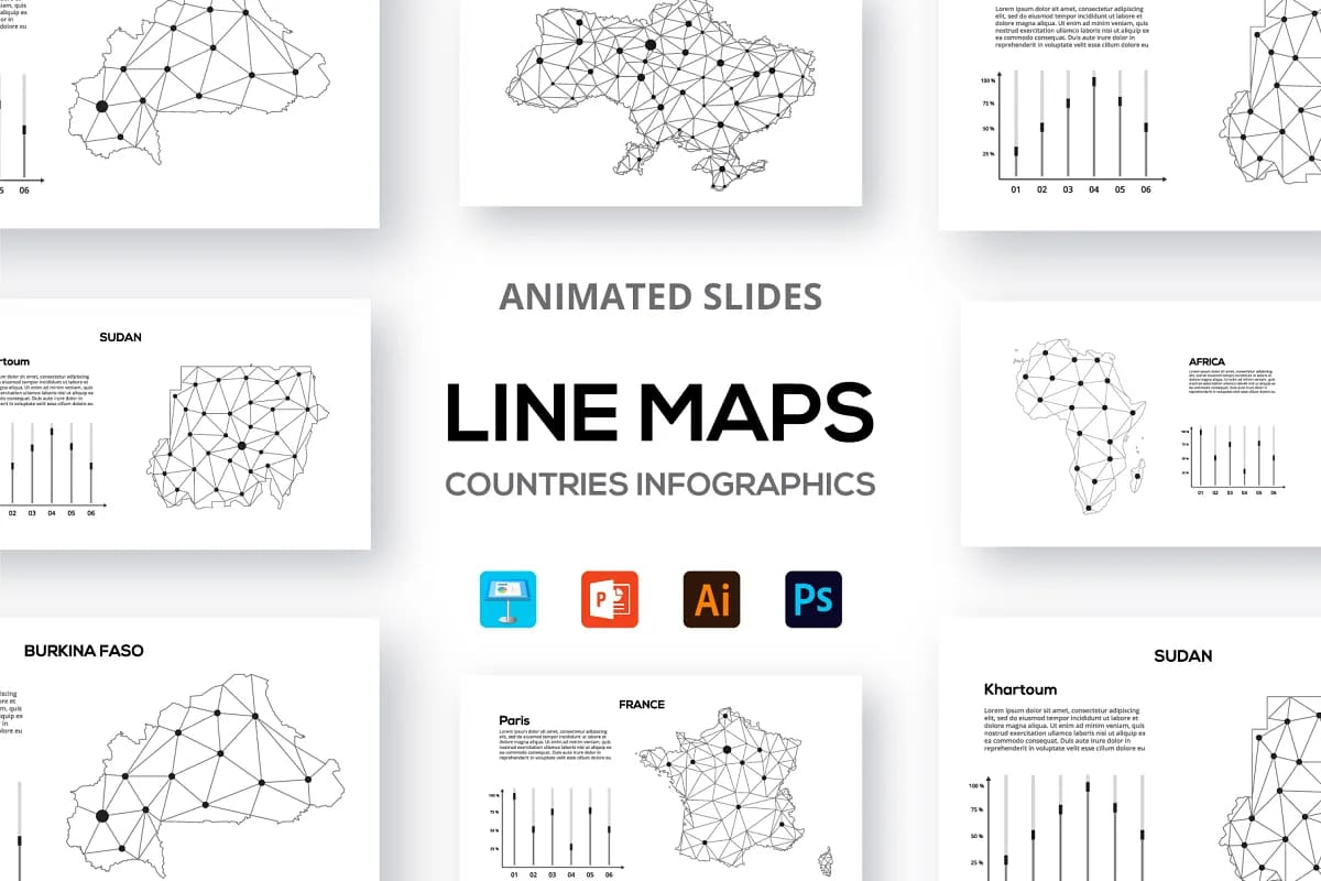 maps animated presentations, line maps.