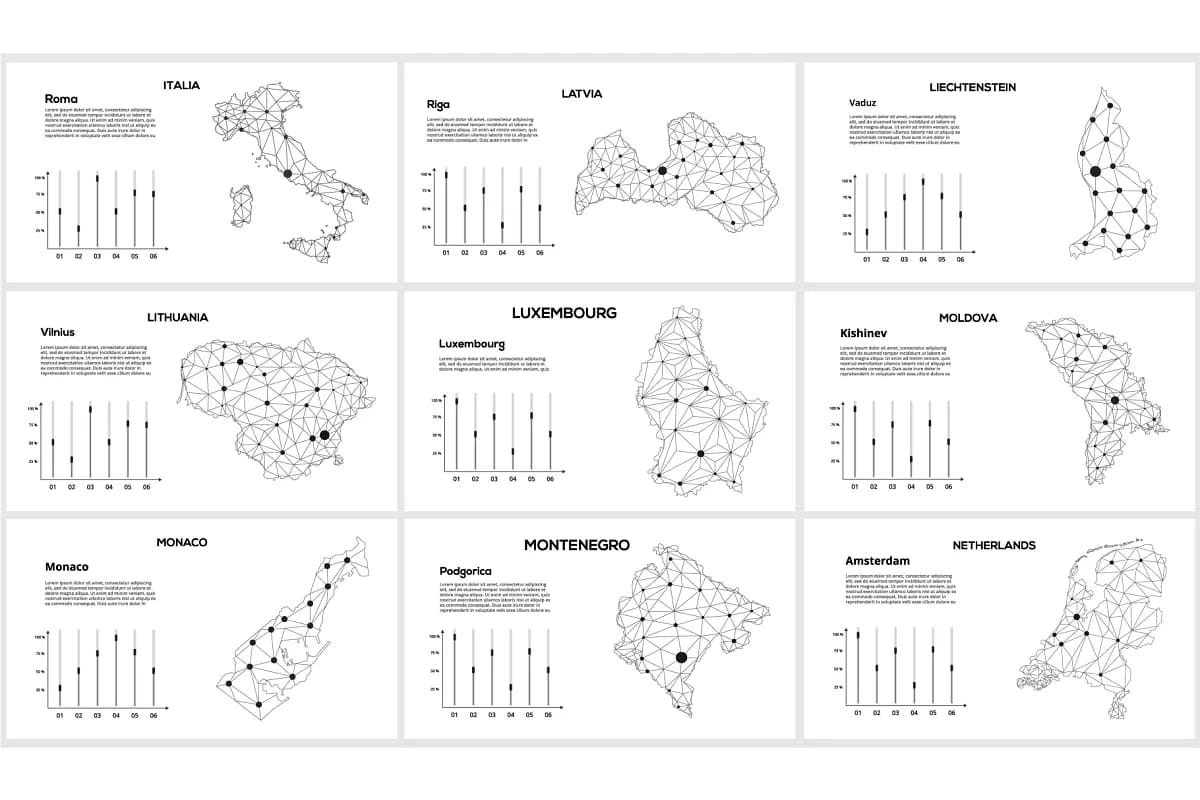 maps animated presentations, line maps pages.