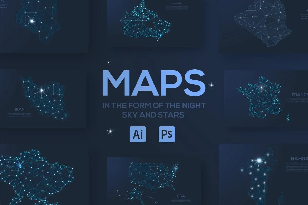 maps animated presentations, night sky maps.