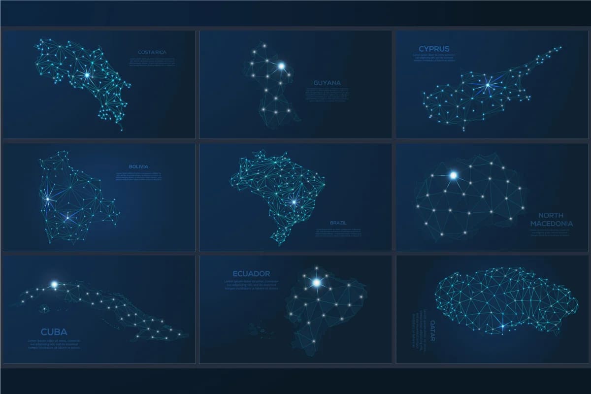 maps animated presentations, maps in the form of night sky.