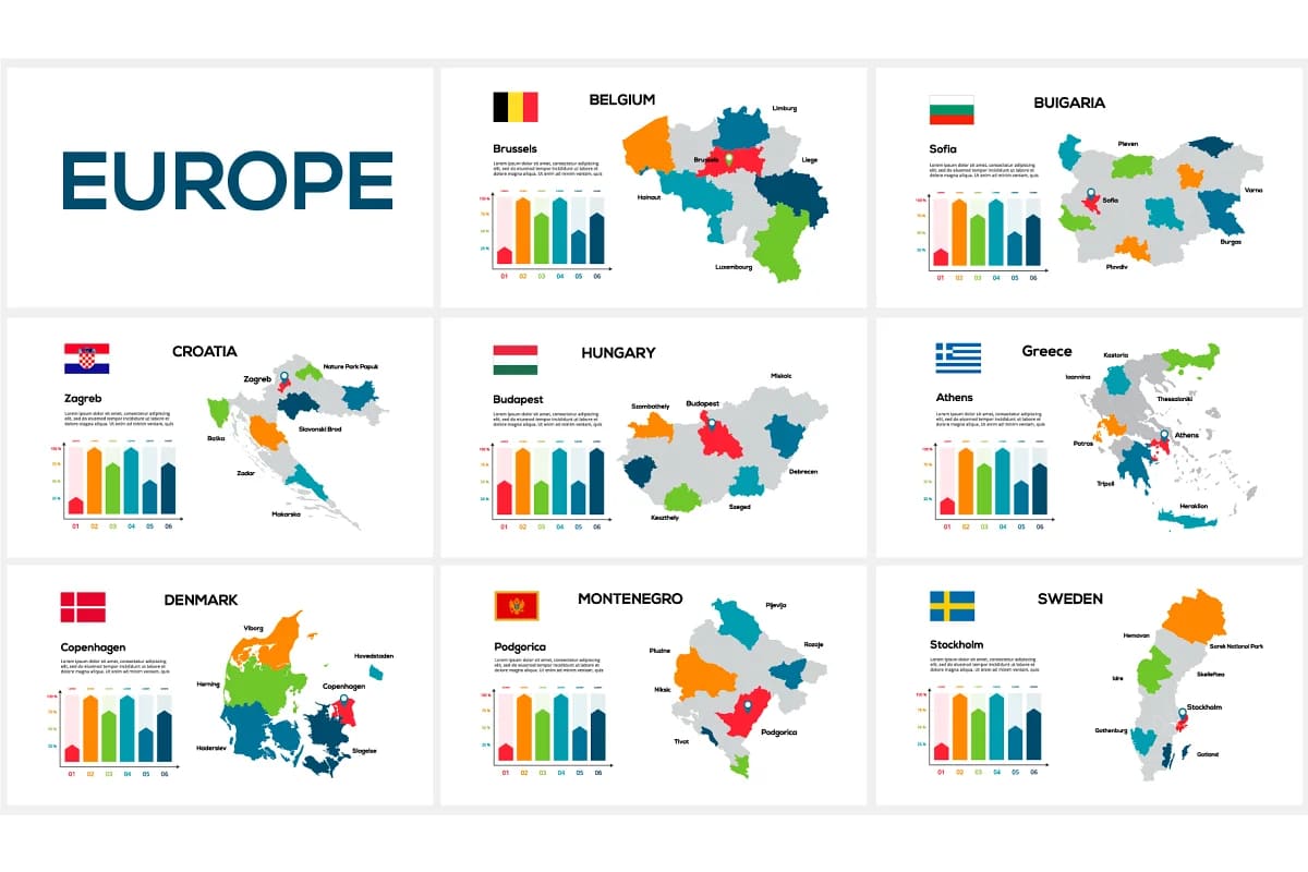 maps animated presentations, europe slides.